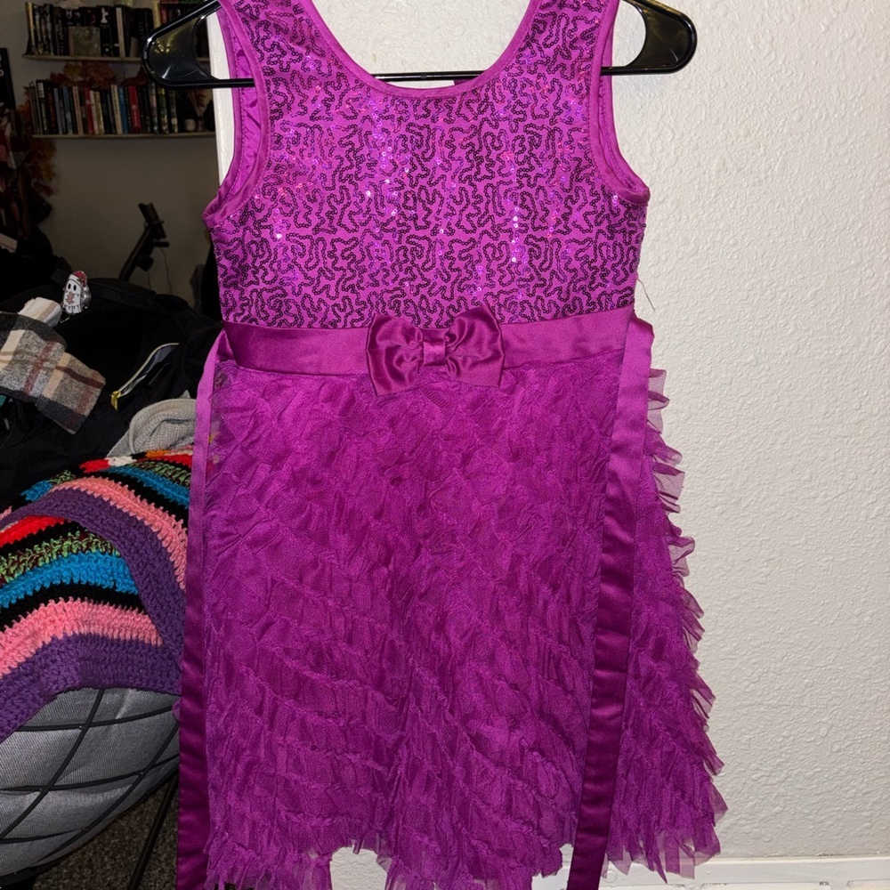 Jona Michelle Kids Magenta Dress with Bow Size 10